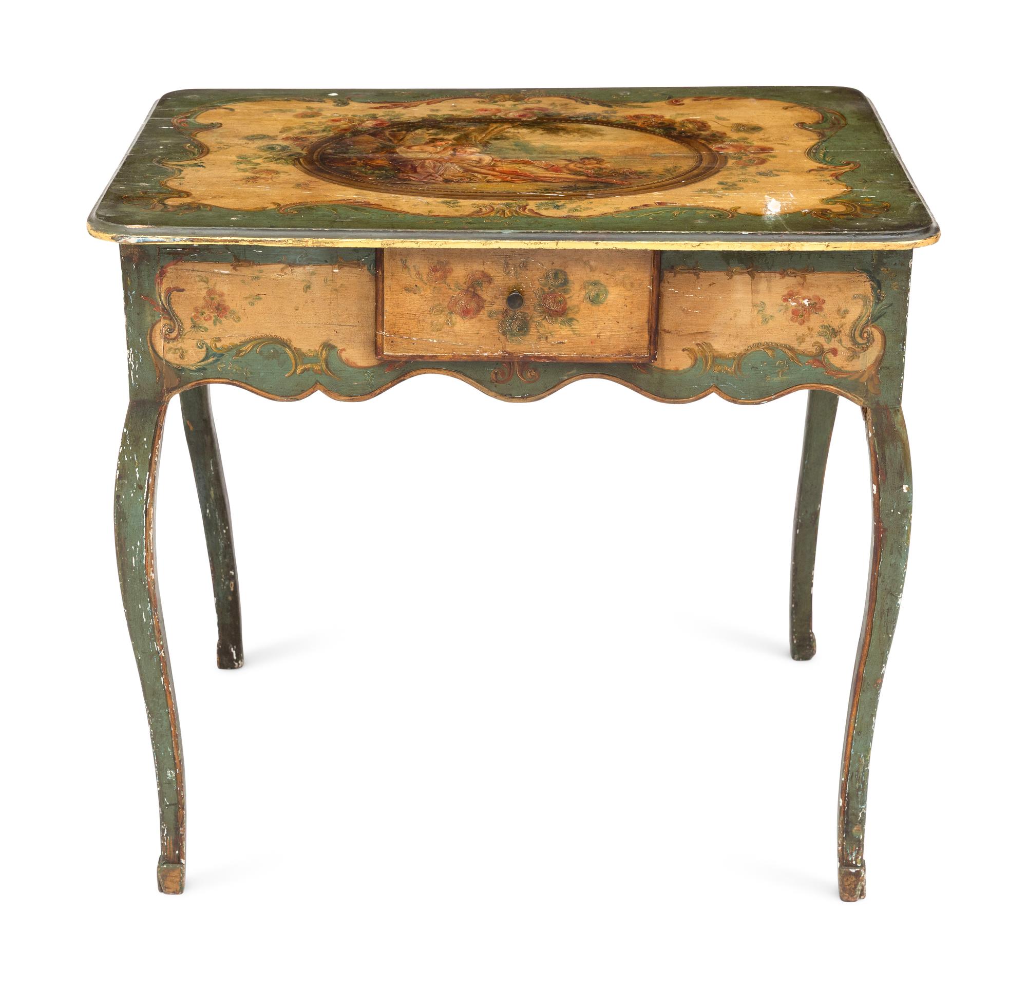 An Italian Polychrome Decorated Table