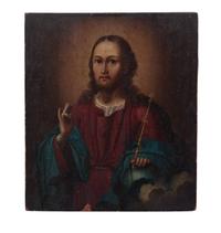 An Eastern European Painted Icon 13 1/2 x 11 1/2 inches.