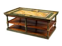 A Continental Faux Marble Painted Three-Tier Portfolio Table