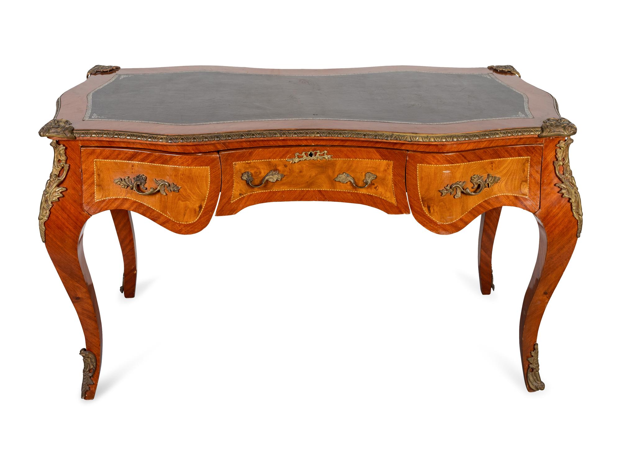 A Louis XV Style Gilt-Bronze-Mounted Serpentine-Edged Bureau Plat — LATE 19TH/EARLY 20TH CENTURY
