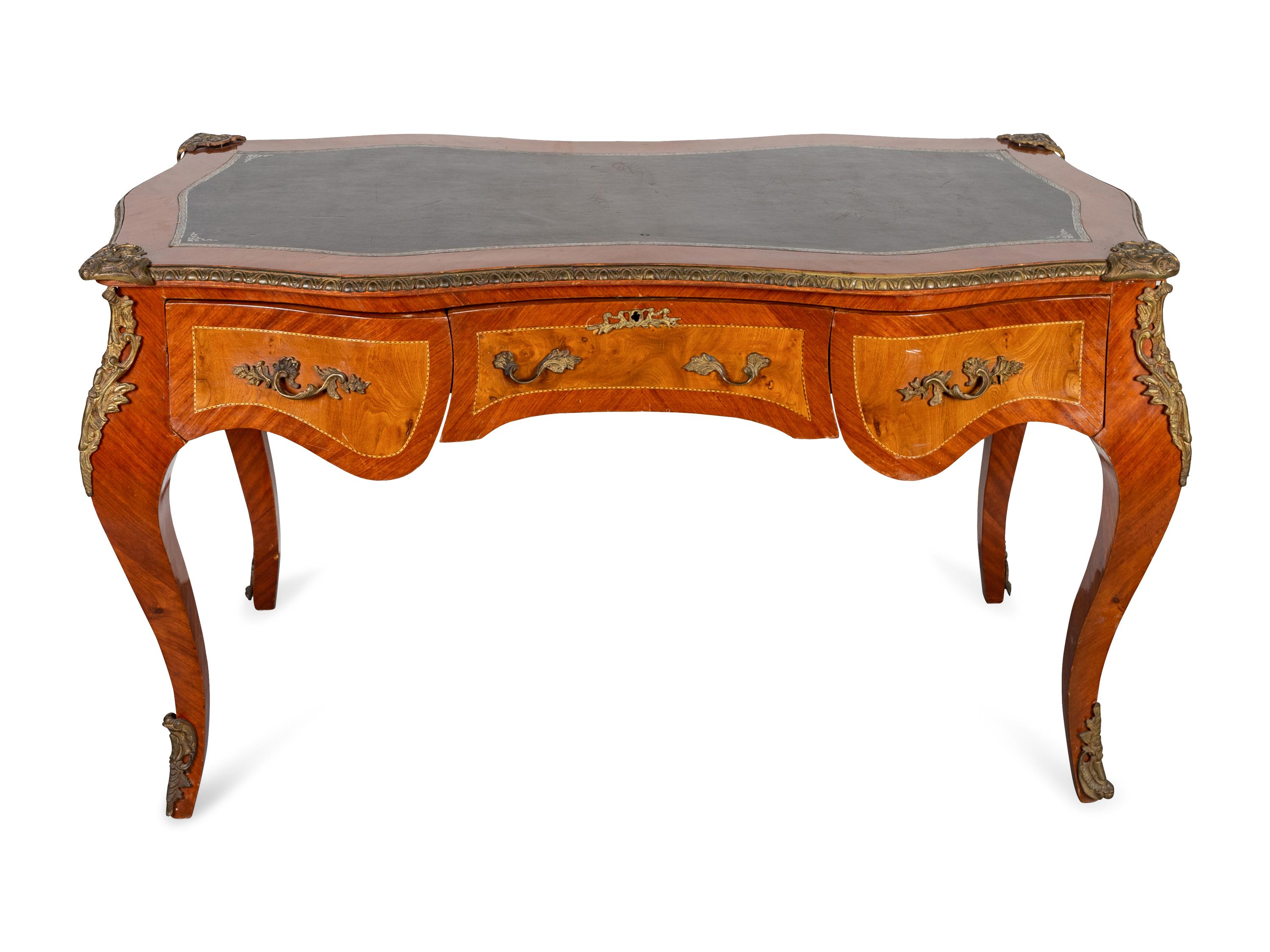 A Louis XV Style Gilt-Bronze-Mounted Serpentine-Edged Bureau Plat — LATE 19TH/EARLY 20TH CENTURY
