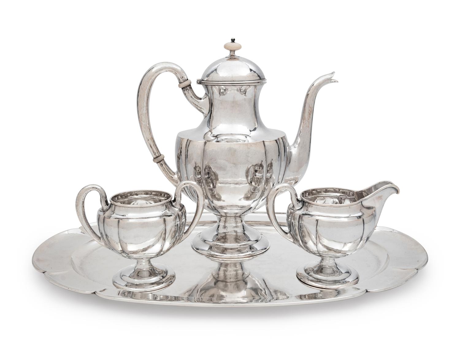 A Kalo Shop Silver Four-Piece Tea Service
