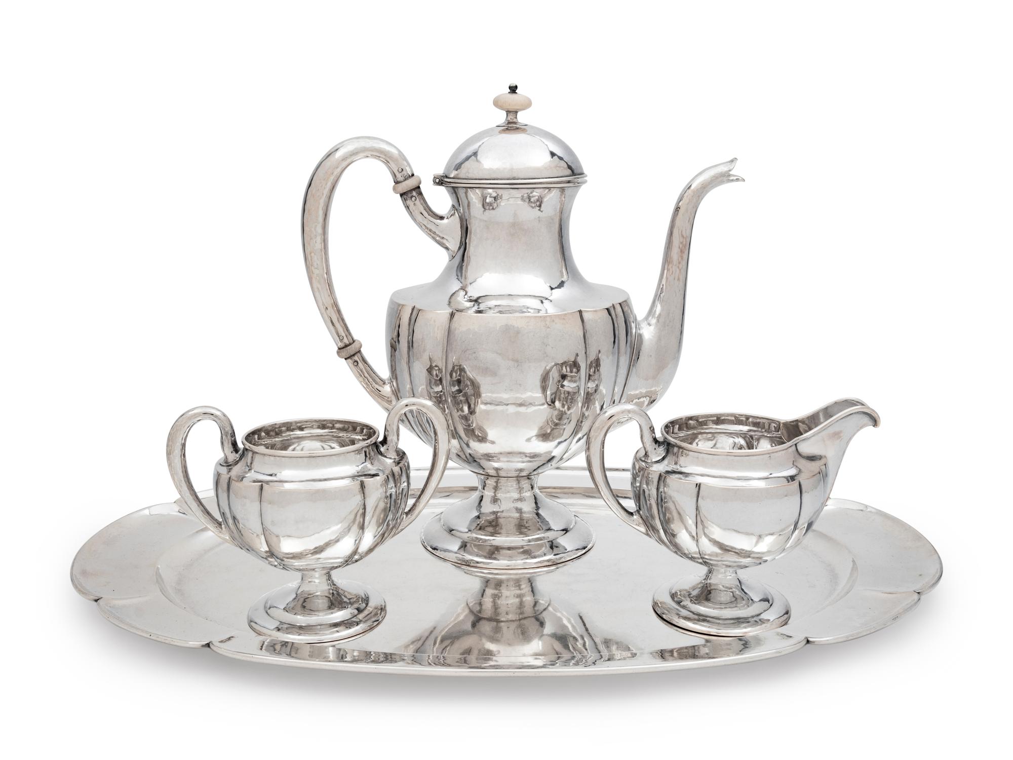 A Kalo Shop Silver Four-Piece Tea Service