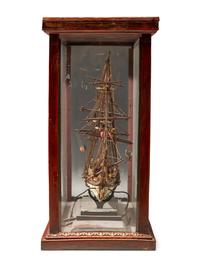 A French Prisoner of War Carved Bone and Wood Model of a British Warship