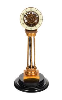 A French Brass Pillar Skeleton Clock