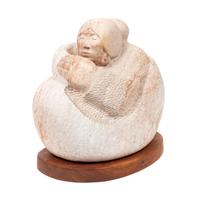 Alabaster Sculpture of a Maiden with Turquoise Earring