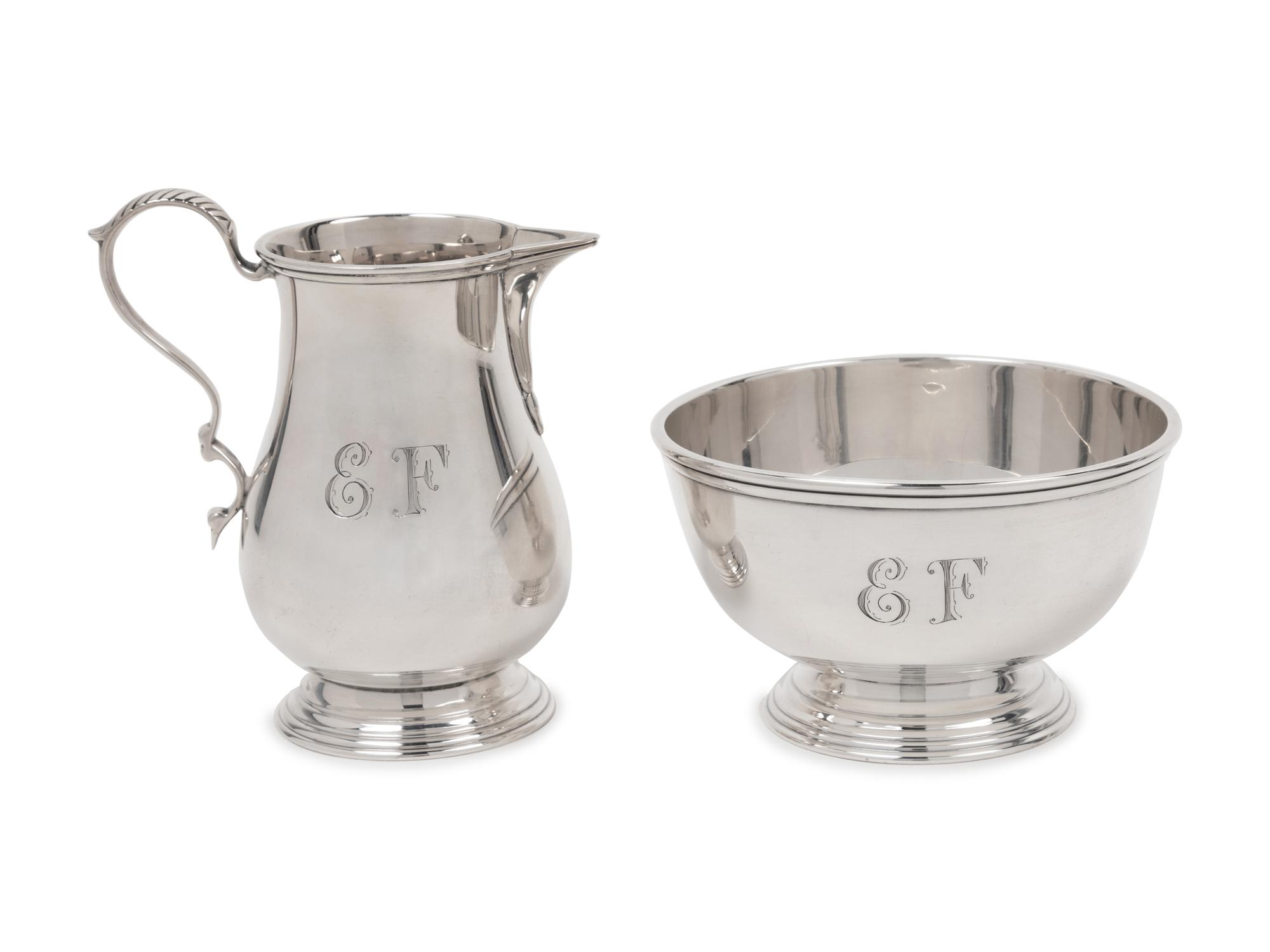 An American Silver Sugar and Creamer