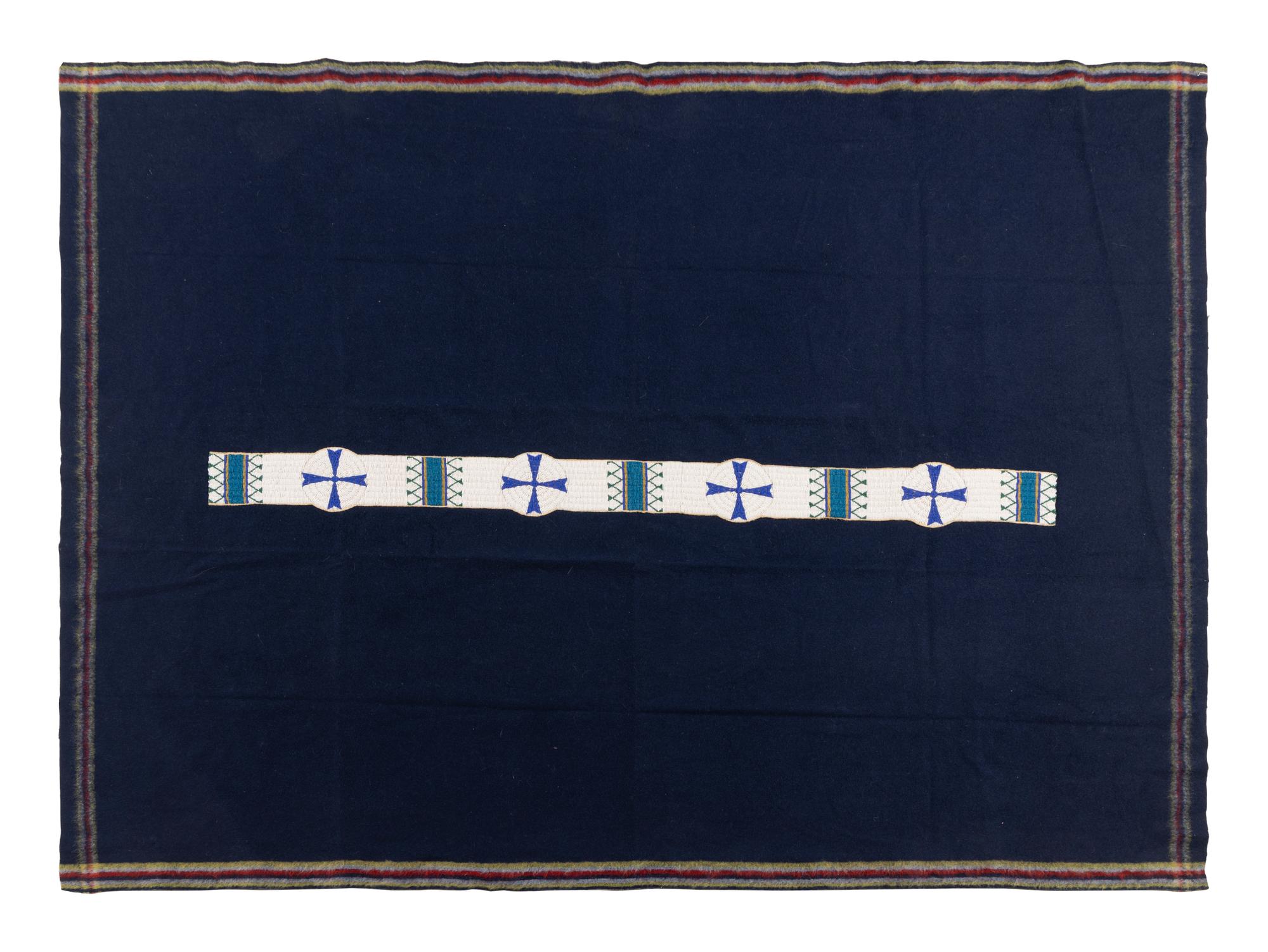 Sioux Beaded Blanket Strip, on Trade Wool Blanket