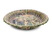 A French Glazed Earthenware Bowl in the Manner of Bernard Palissy (French, 1510-1589)