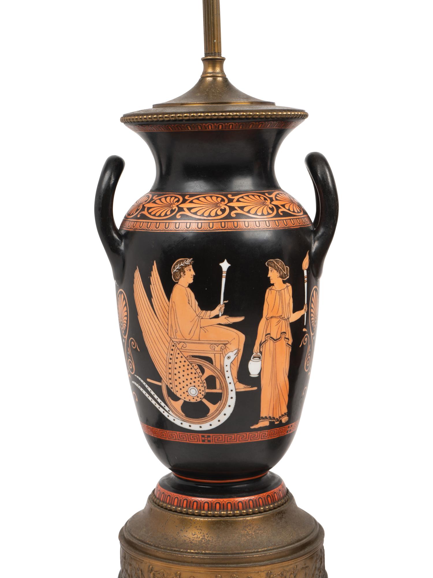 A Pair of Graeco-Roman Style Pottery Urns Mounted as Lamps