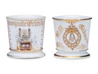Two Freemason's Porcelain Shaving Mugs