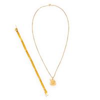 YELLOW GOLD VIKING SHIP NECKLACE AND BRACELET
