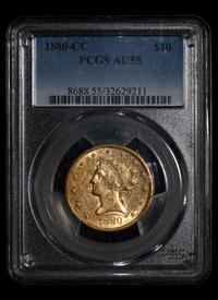 A 1880-CC Liberty Head $10 Gold Coin (PCGS AU55)