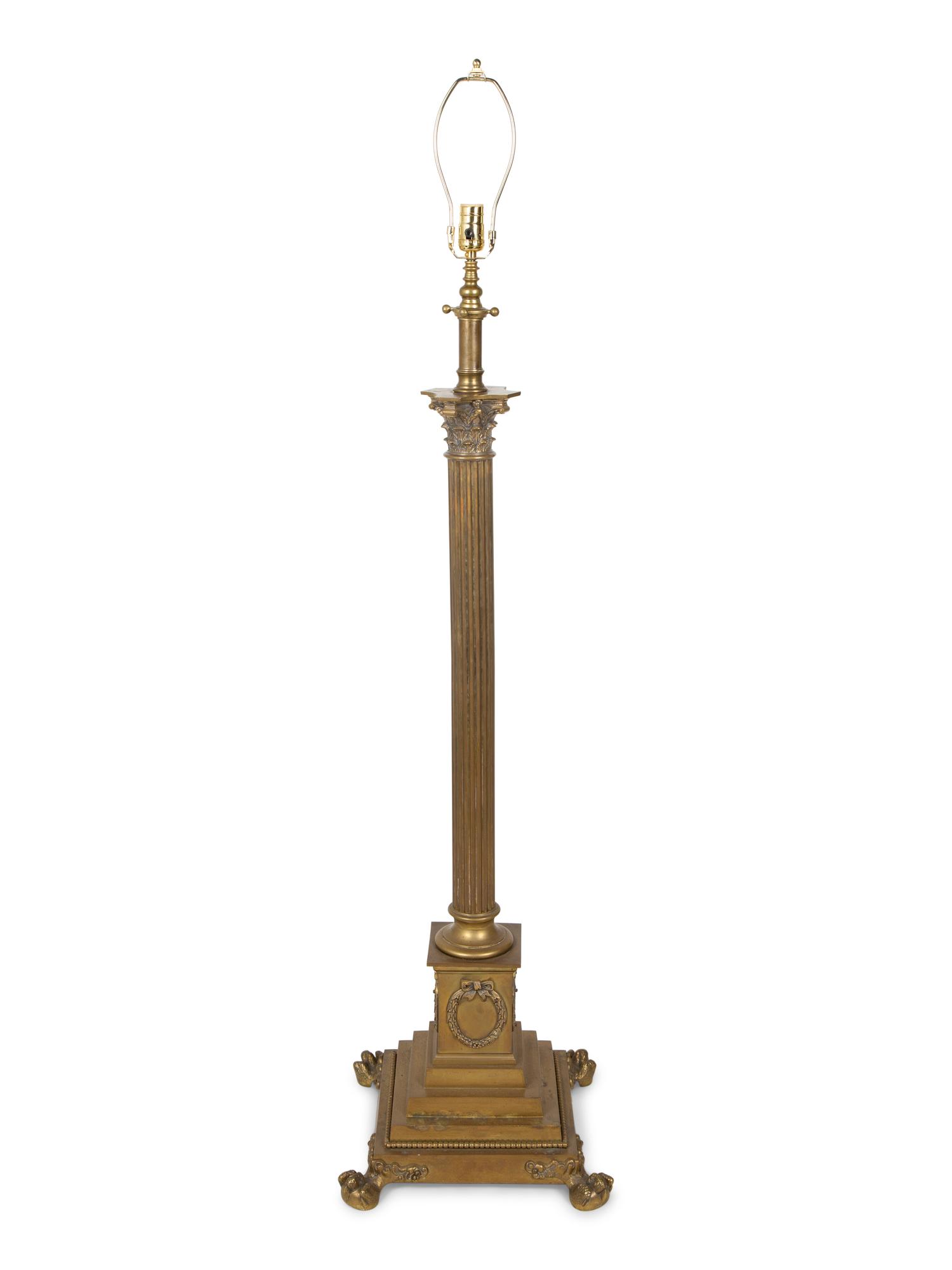 A Neoclassical Bronze Columnar Floor Lamp — 20TH CENTURY