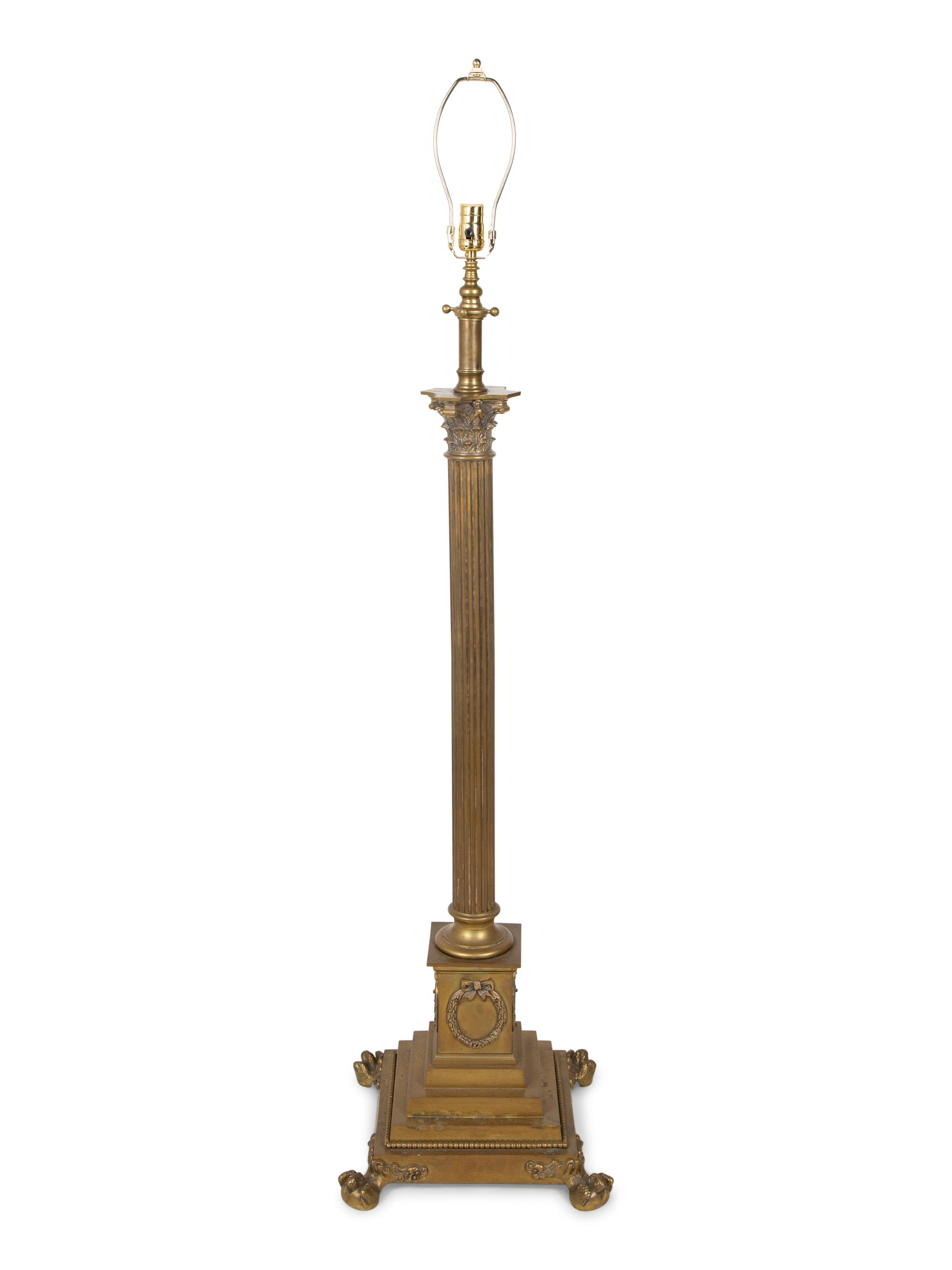A Neoclassical Bronze Columnar Floor Lamp — 20TH CENTURY