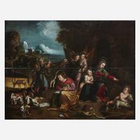 Attributed to the Master of the Twelve Apostles (Italian, Active C. 1520-1542) The Rest on the Flight Into Egypt with Saint Catherine of Alexandria