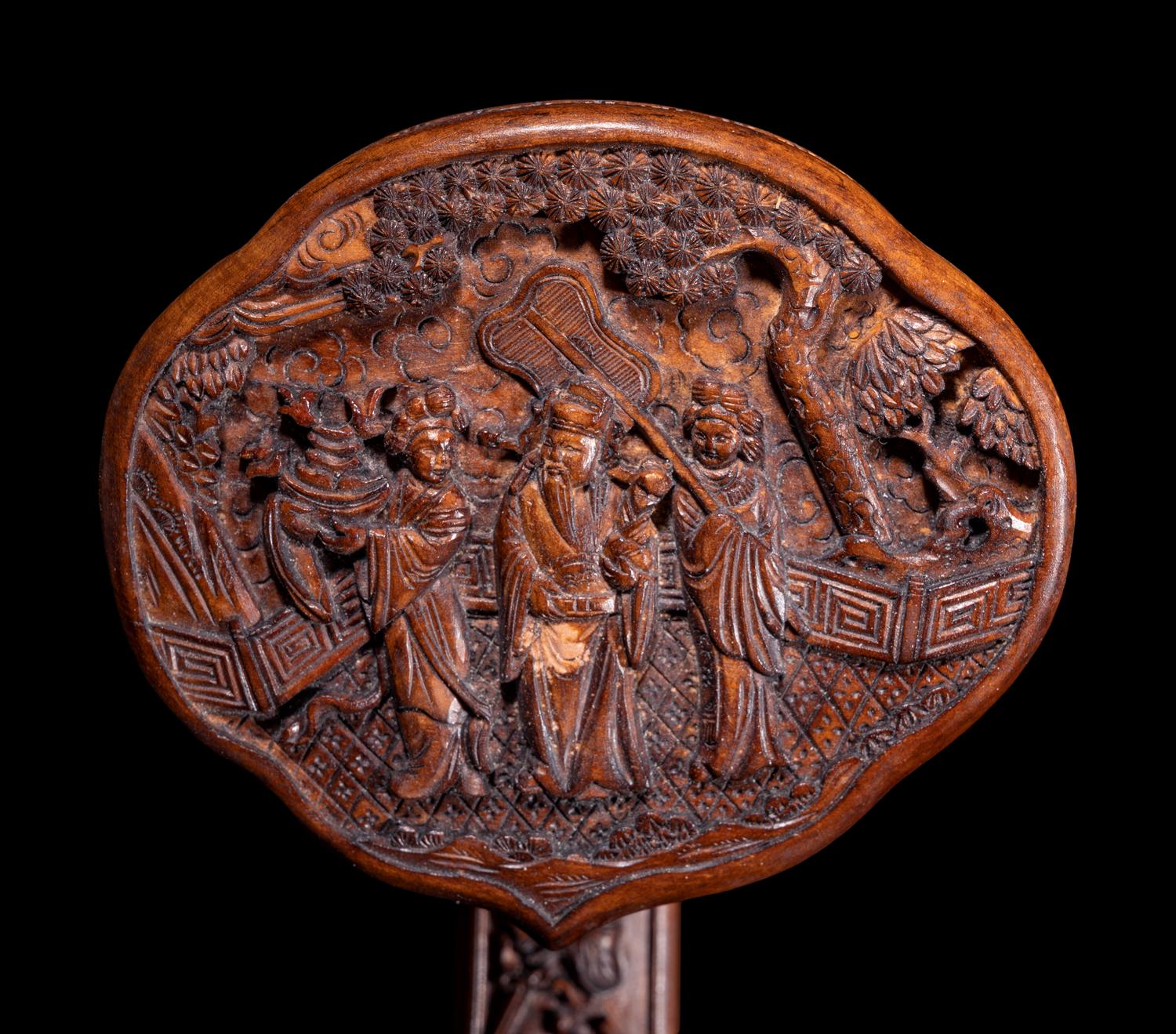 Two Chinese Carved Hardwood Ruyi Scepters