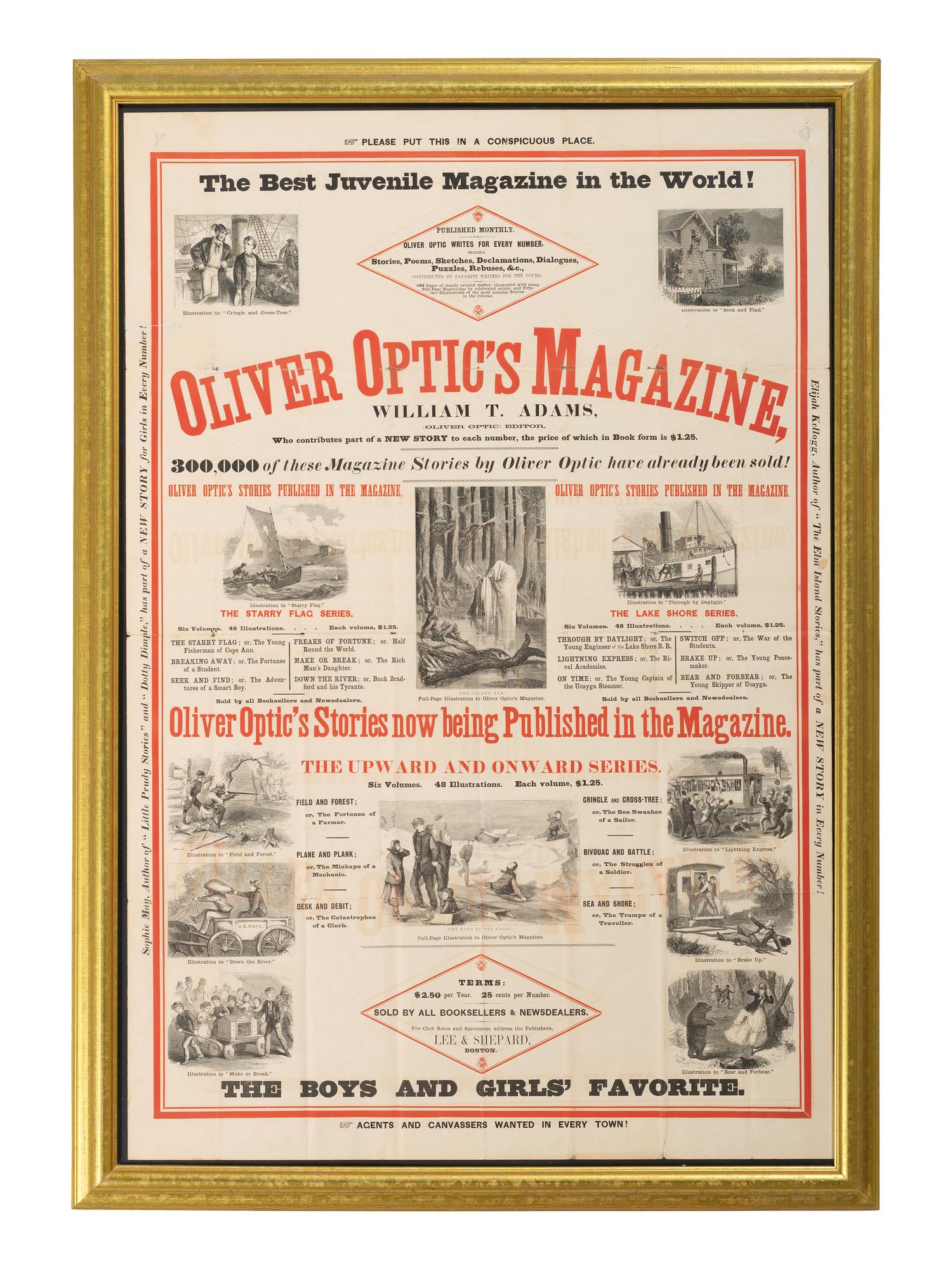 [ADVERTISING]. Oliver Optic's Magazine, the Best Juvenile Magazine in the World. Boston: Lee & Shepard, [ca 1872].