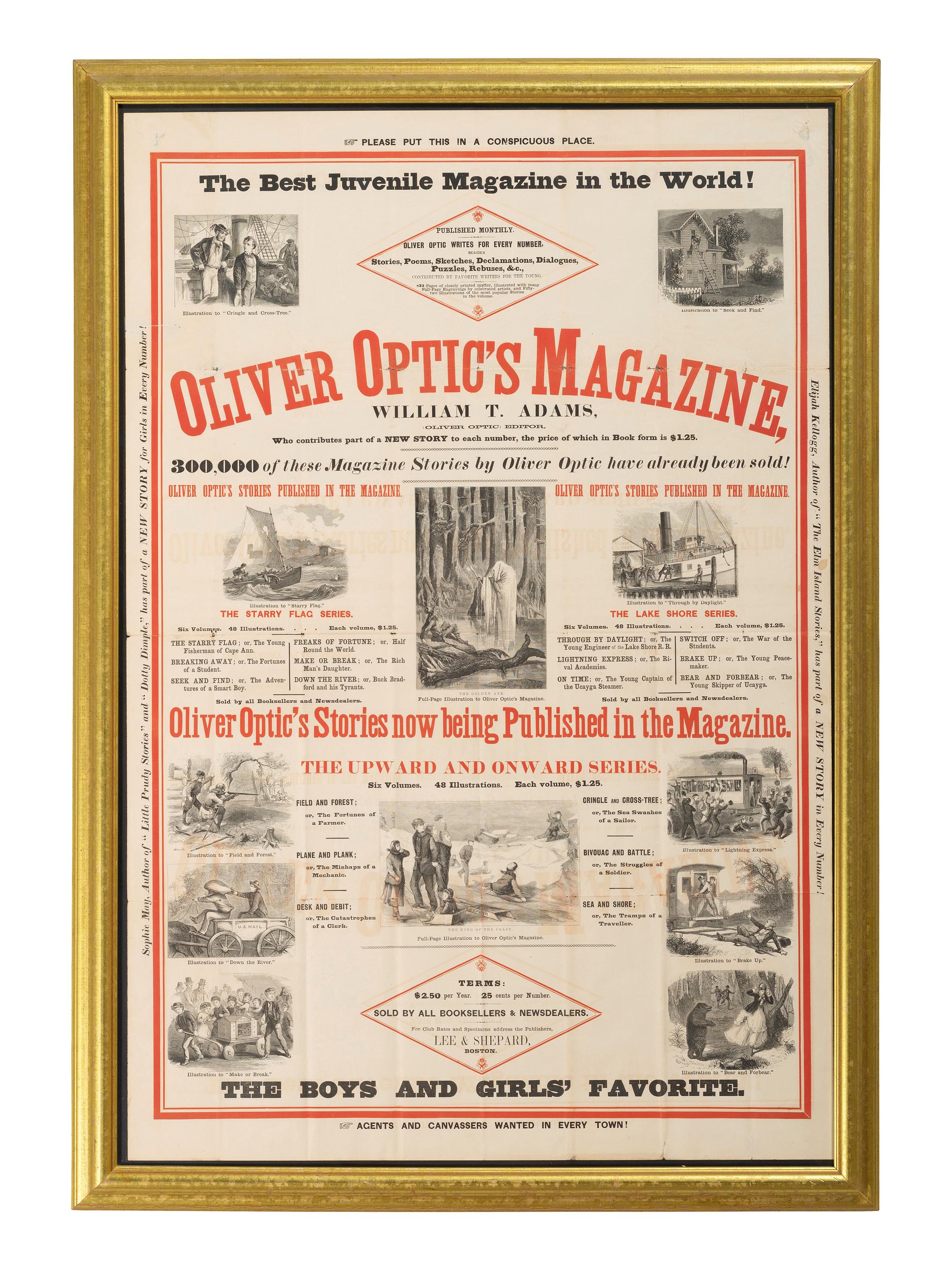 [ADVERTISING]. Oliver Optic's Magazine, the Best Juvenile Magazine in the World. Boston: Lee & Shepard, [ca 1872].