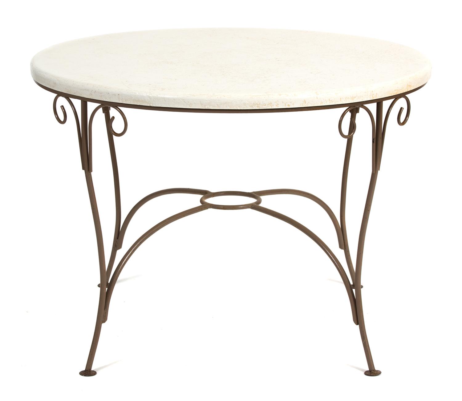 A Painted Wrought Iron Circular Table Height 30 x diameter 42 inches. — 20TH CENTURY