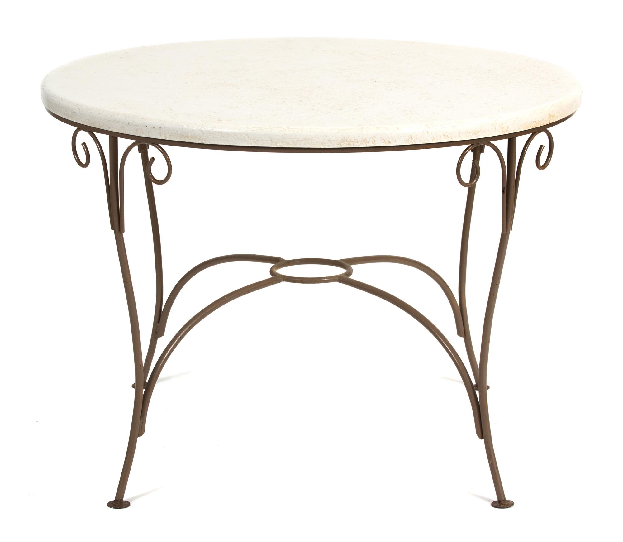 A Painted Wrought Iron Circular Table Height 30 x diameter 42 inches. — 20TH CENTURY
