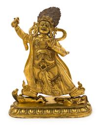 A Sino-Tibetan Gilt Bronze Figure of Mahakala