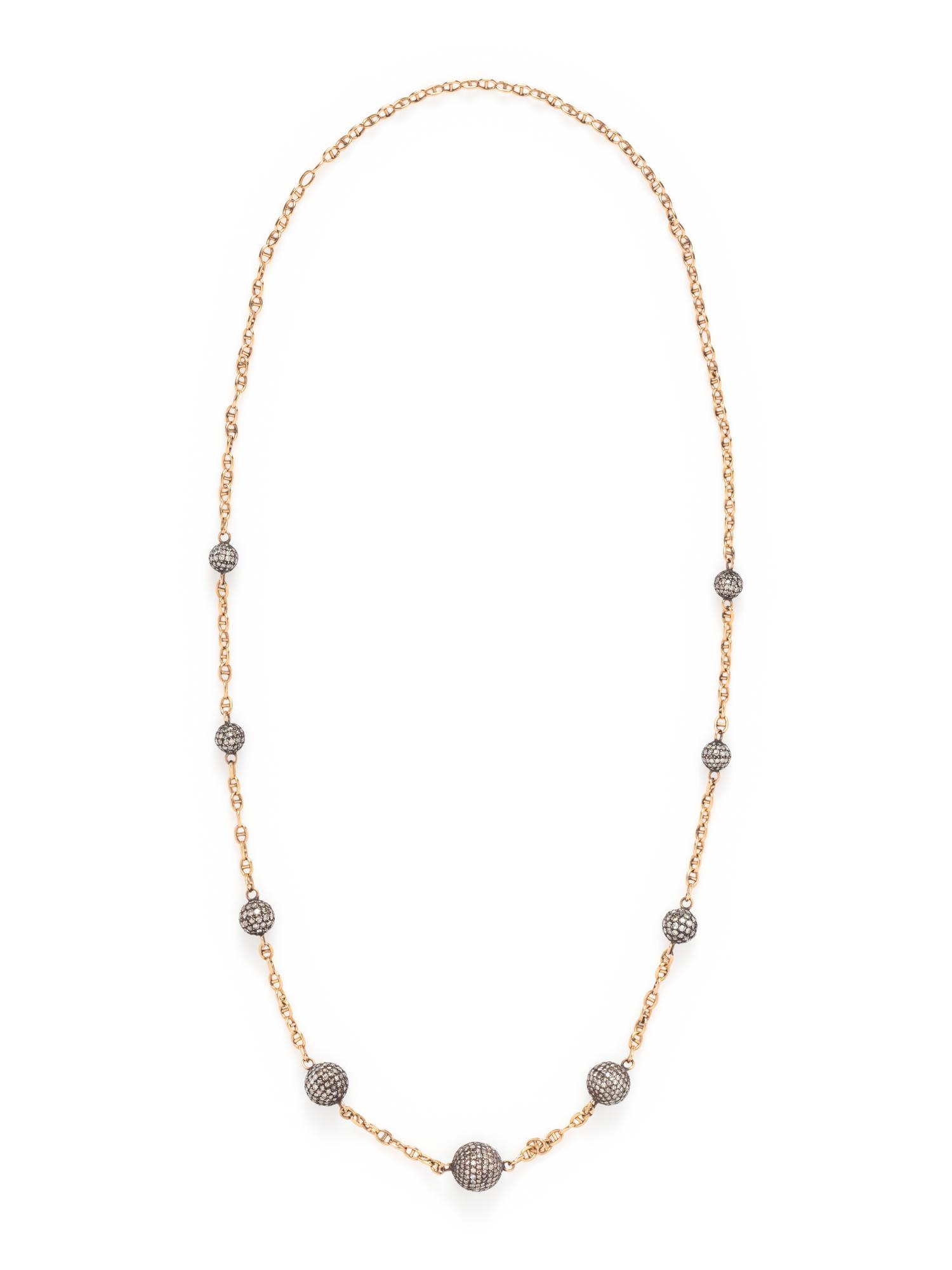 YELLOW GOLD, SILVER AND DIAMOND NECKLACE
