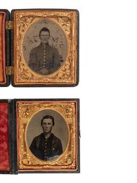 [CIVIL WAR]. 3 tintypes of Union soldiers who appear to have "seen the elephant."