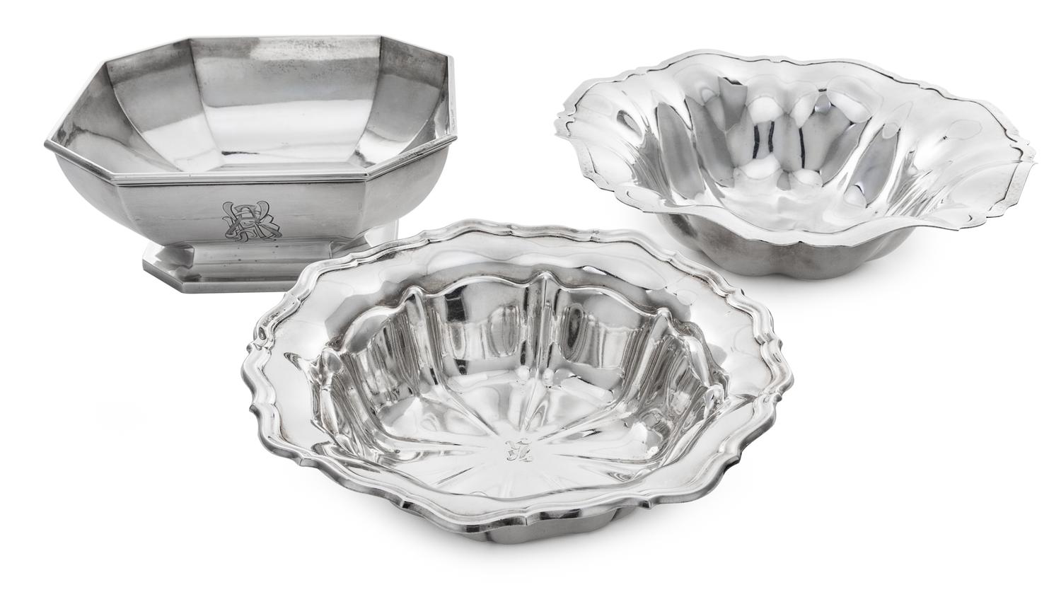 A Group of Three American Silver Bowls, various makers, 20th Century, comprising a bowl marked Gorham Mfg. Co., Providence, RI, 1912, a
