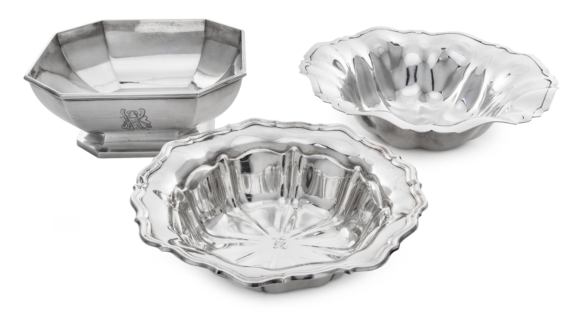 A Group of Three American Silver Bowls, various makers, 20th Century, comprising a bowl marked Gorham Mfg. Co., Providence, RI, 1912, a