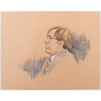 Joan Andrew, Washington Post and CNN Sketch Artist, 16 Original Sketches Documenting the 1980 Trial of Felt "Deep Throat" and Miller, Incl. Nixon and Protestors