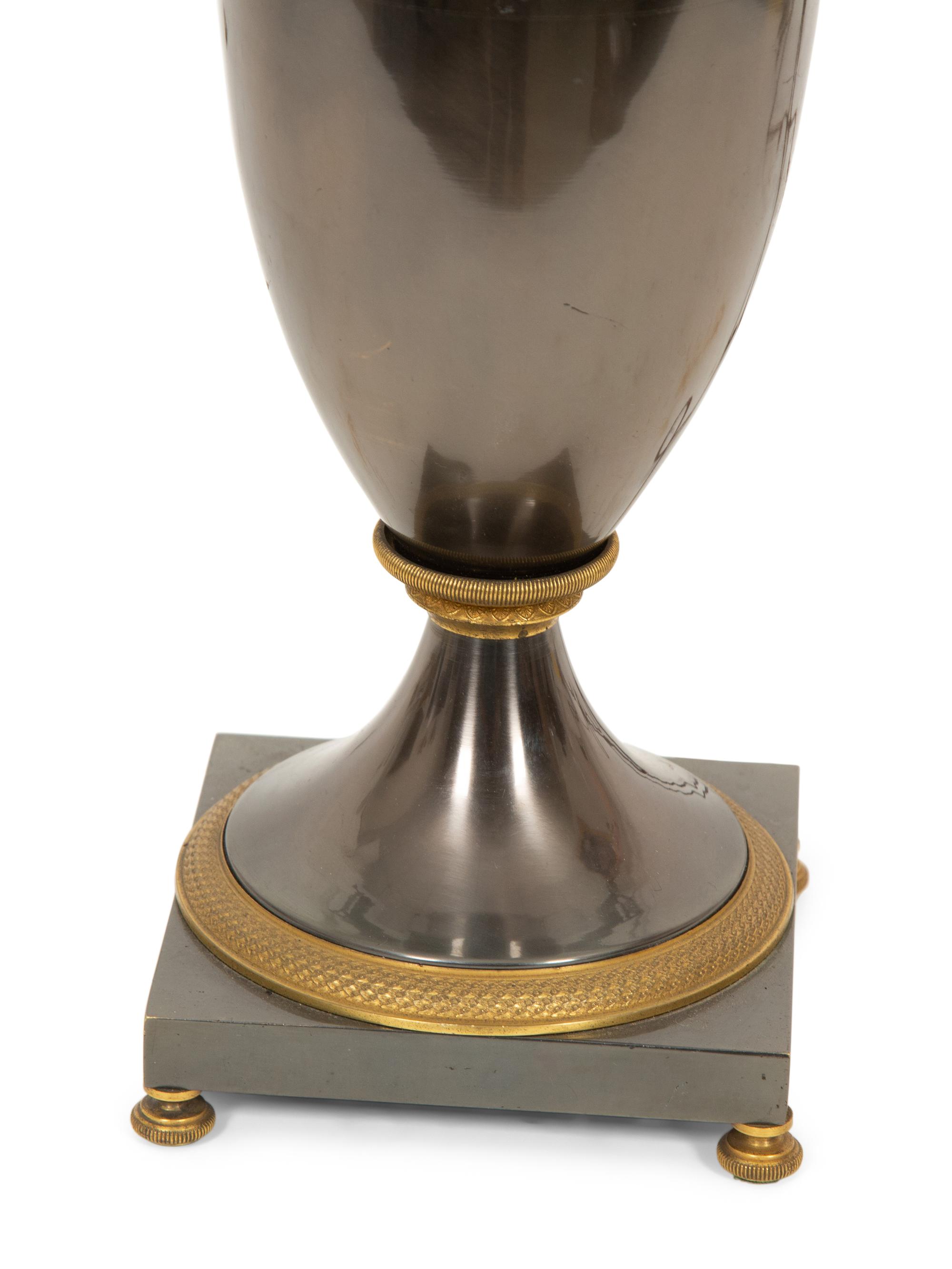 A Gilt Bronze and Silver Metal Urn Mounted as a Lamp
