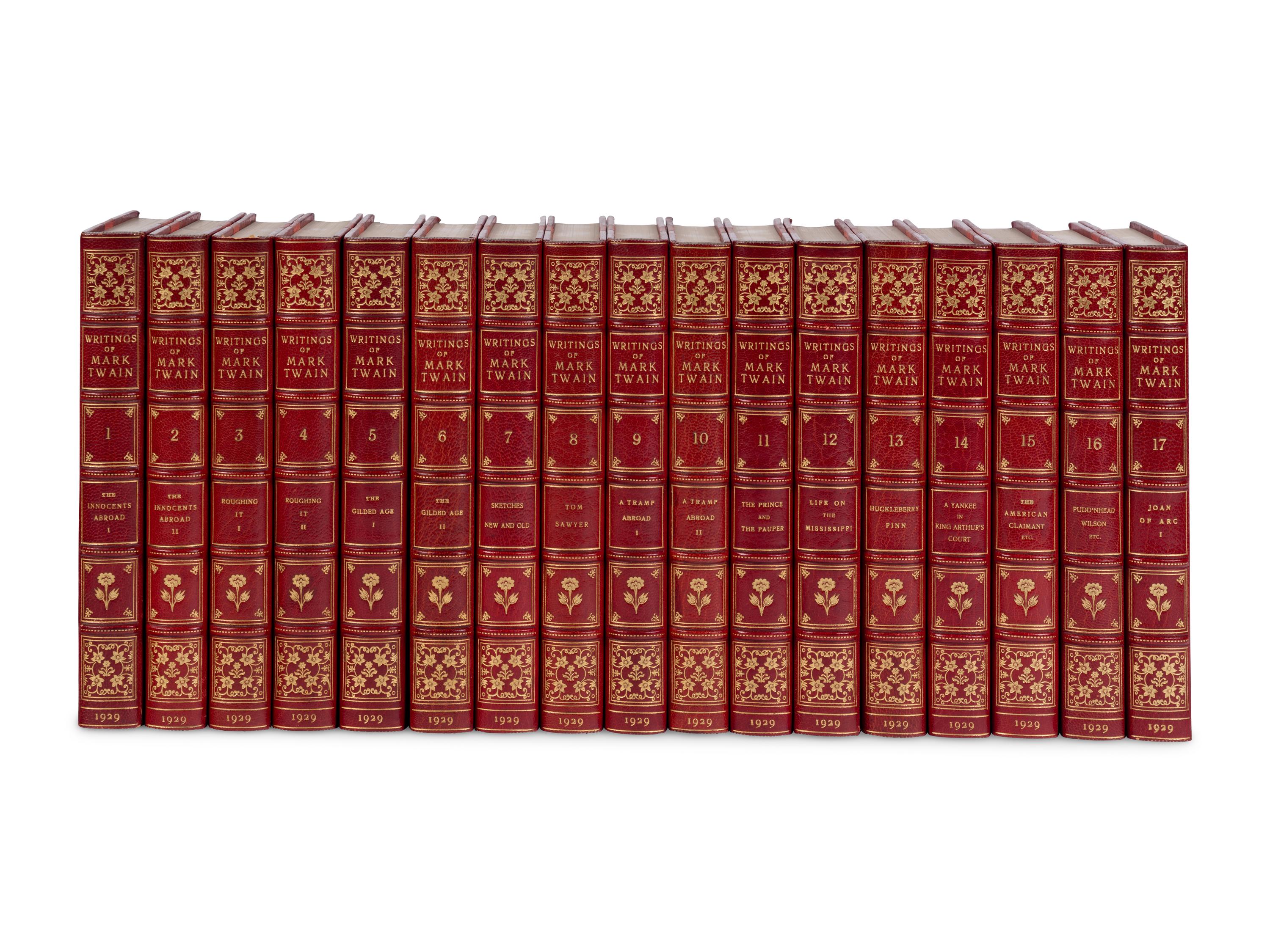 [BINDINGS]. CLEMENS, Samuel Langhorne ("Mark Twain") (1835-1910). The Writings . New York and London: Harper & Brothers, 1929.