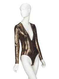 GUCCI, GOLD SEQUIN STRETCH BODYSUIT