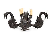 A Patinated Bronze Eight-Light 'Dragon' Chandelier