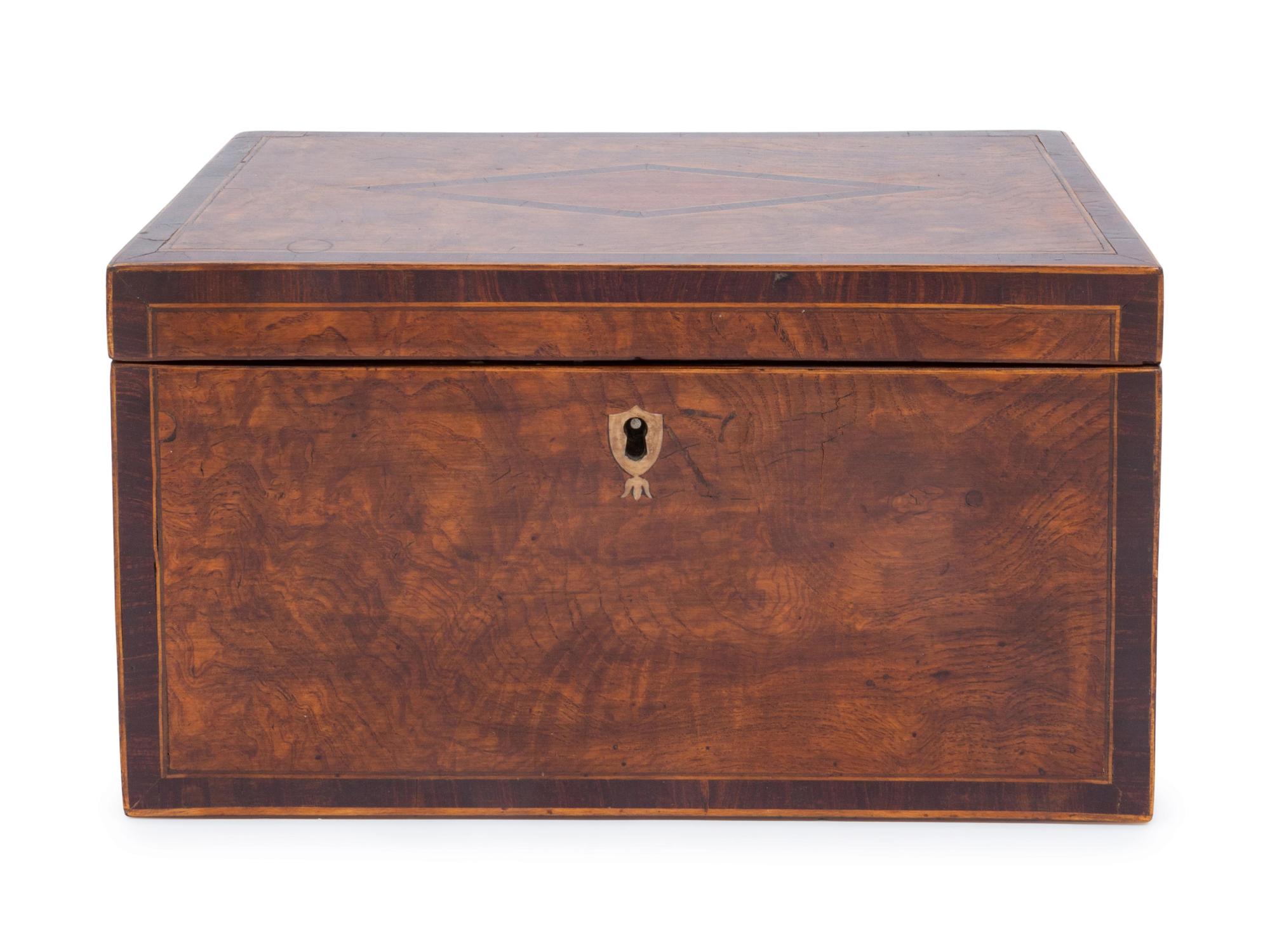 An English Parquetry Mahogany Letter Box