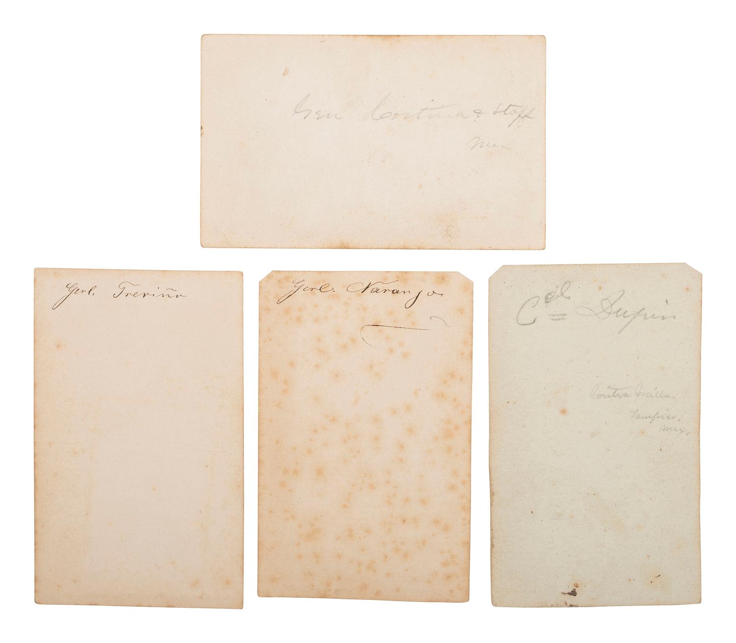[TEXAS]. A group of 9 CDVS of Mexican and French military figures who engaged in hostilities between the countries including the Second French Intervention during the 1860s.