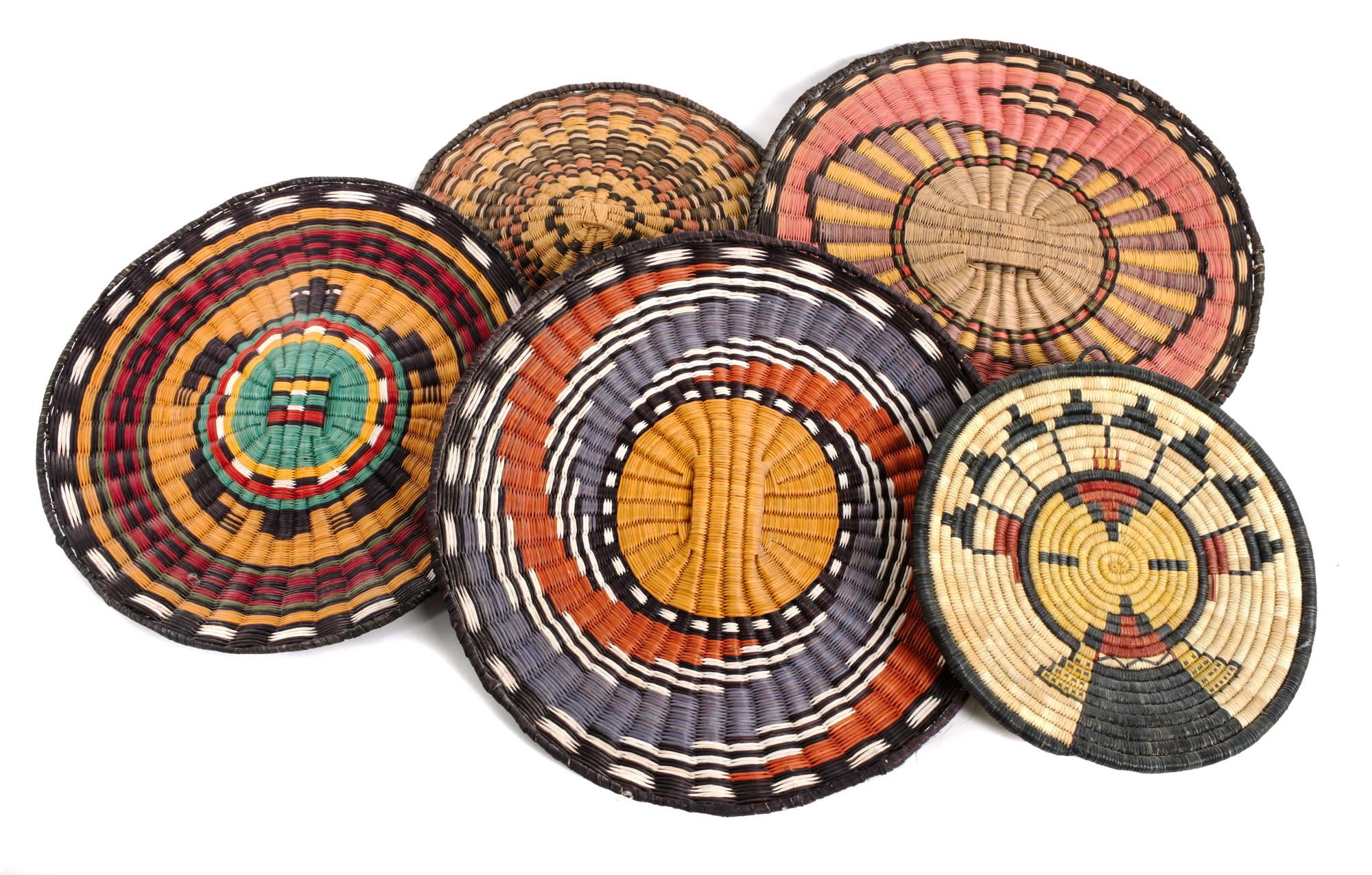 Nine Hopi Trays Diameter of largest 12 3/4 inches.