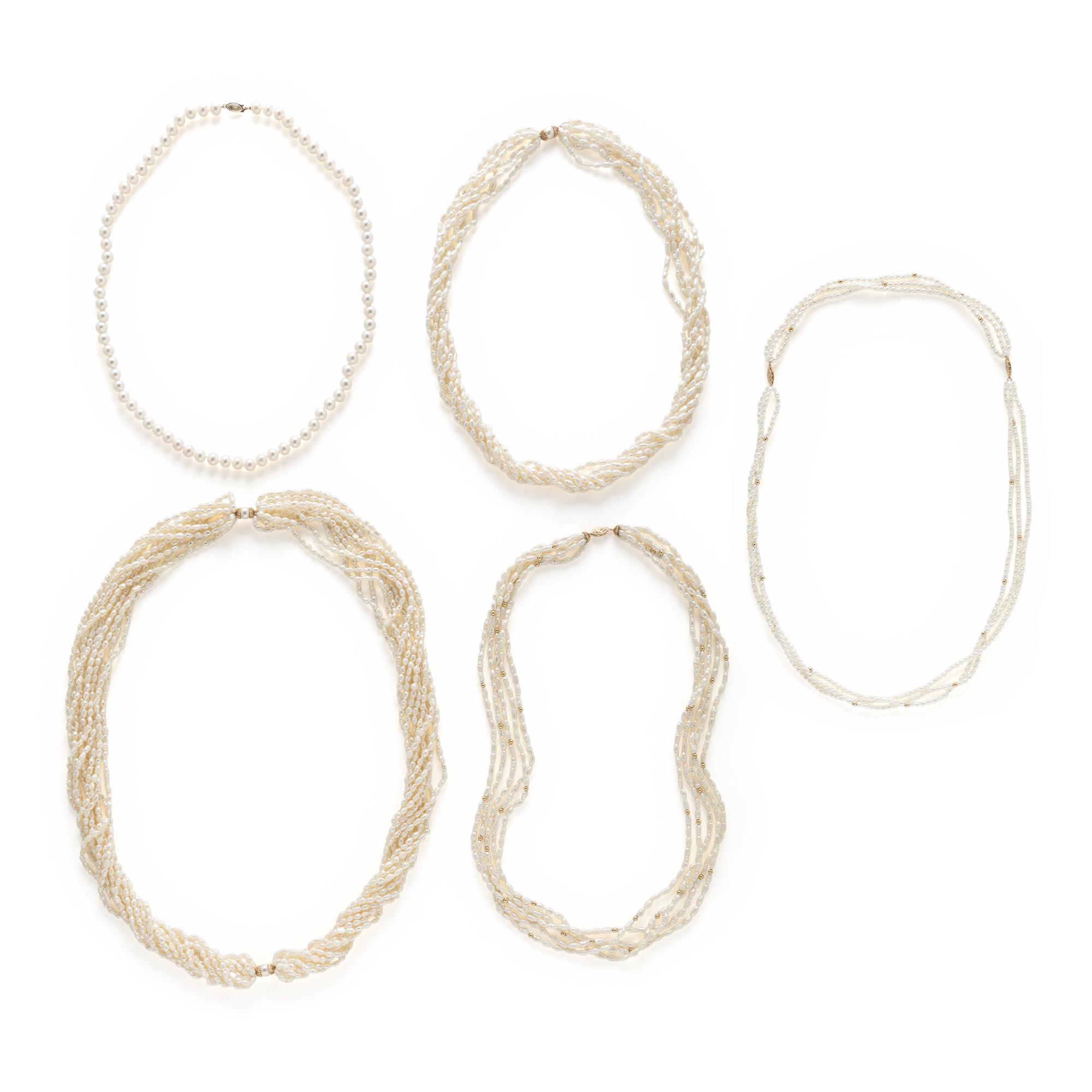 COLLECTION OF KESHI PEARL AND CULTURED PEARL NECKLACES