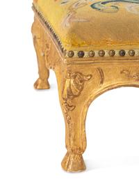A Régence Needlepoint-Upholstered Giltwood Stool