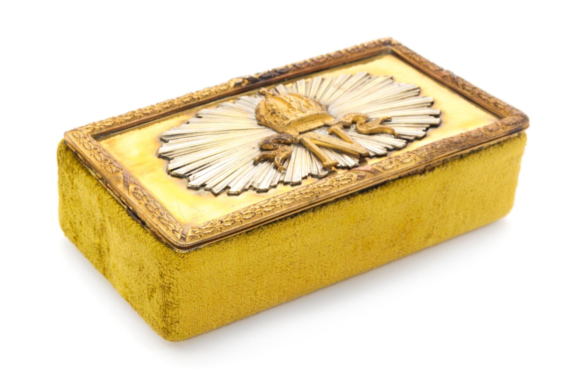 A Napoleonic Gilt Bronze Jewelry Casket Width 6 3/4 inches.