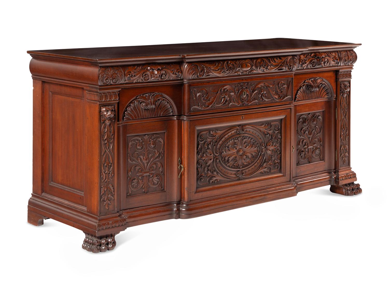 A Renaissance Revival Carved Mahogany Serving Cabinet