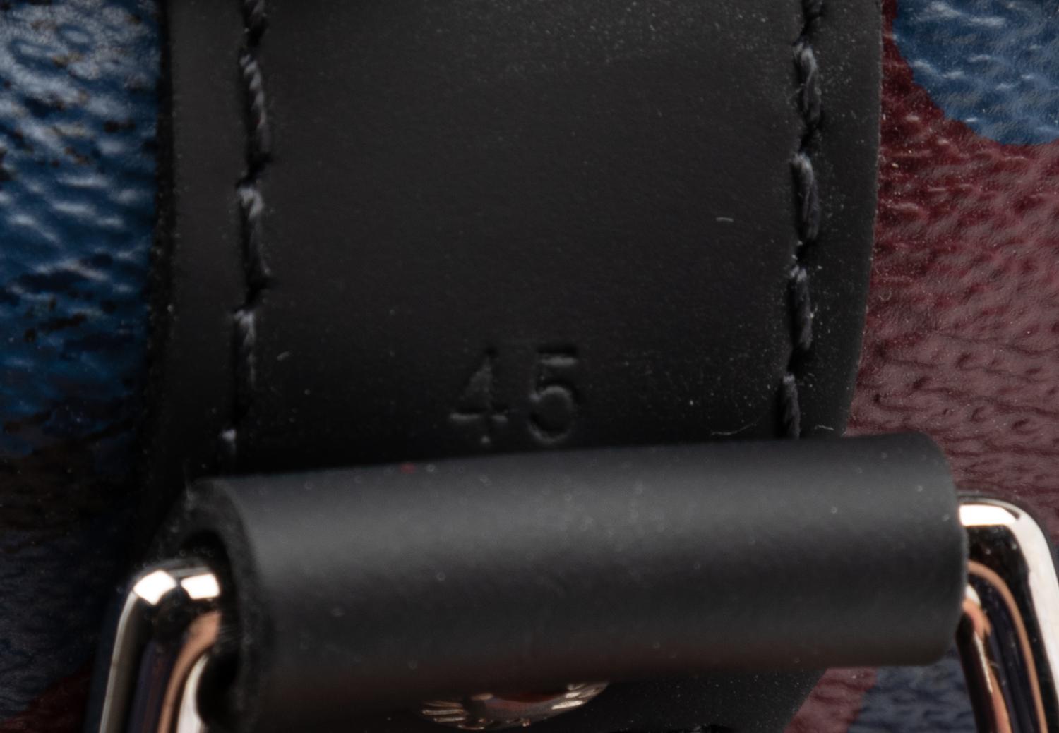 Louis Vuitton Limited Edition Keepall Bandoulière 45 in Damier Cobalt Coated Canvas, Camouflage Bordeaux, Fall Winter 2016