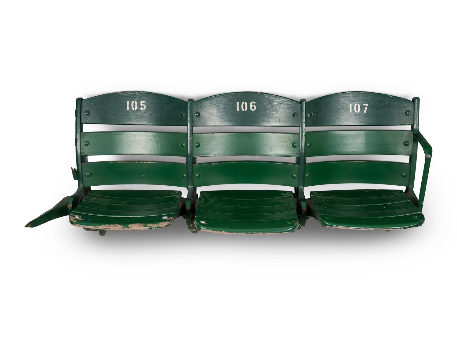 A Set of Three Vintage Wrigley Field Chicago Cubs Stadium Seats,