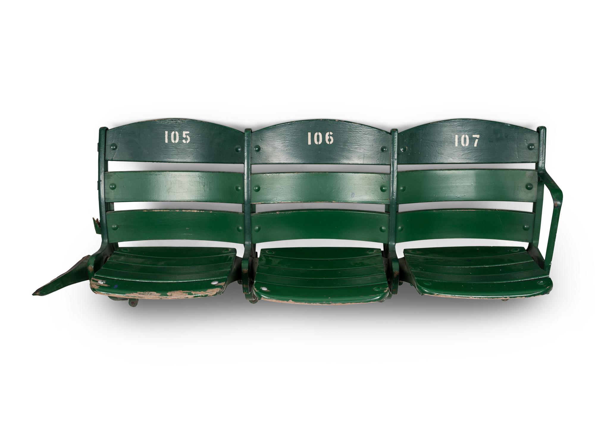 A Set of Three Vintage Wrigley Field Chicago Cubs Stadium Seats,