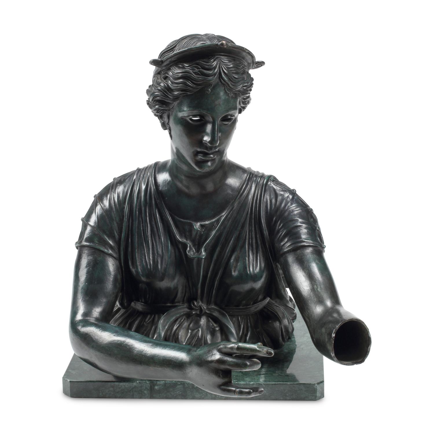 A Patinated Bronze Figure of Diana