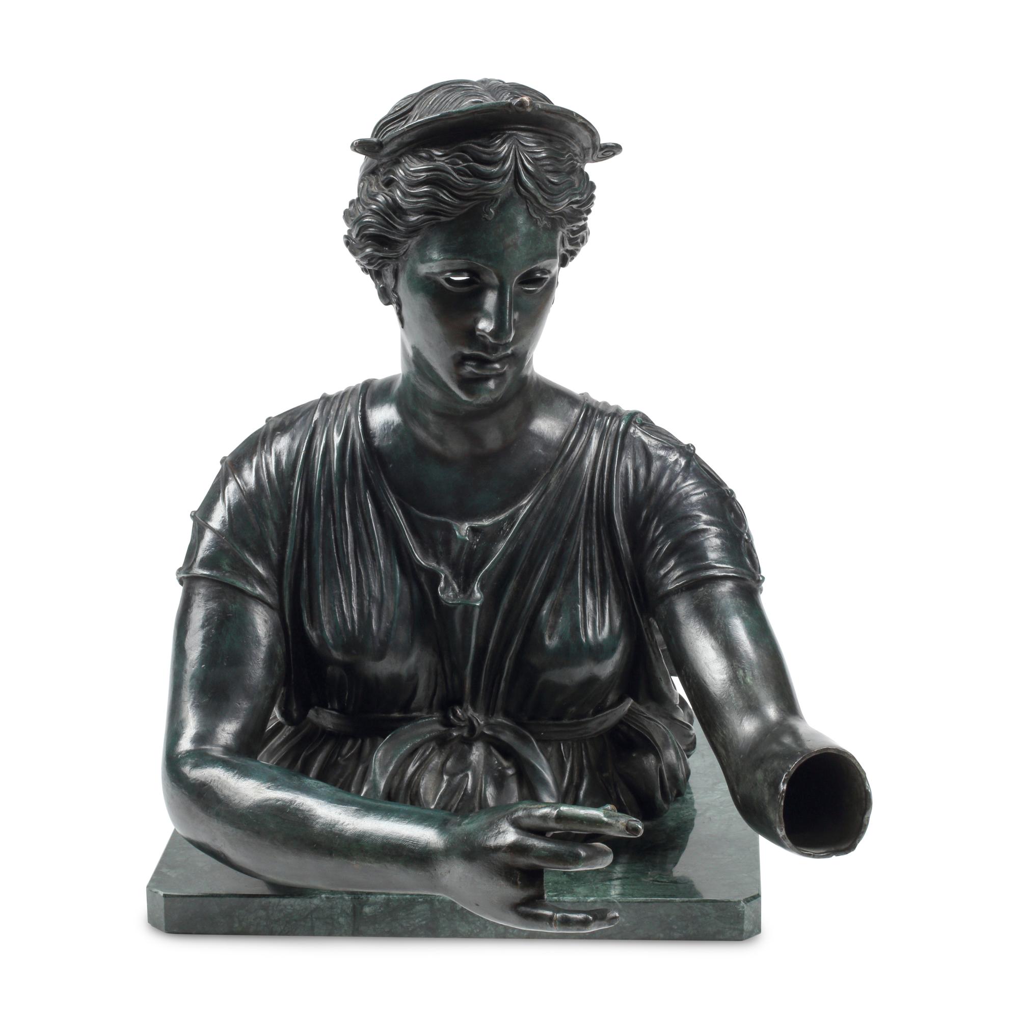 A Patinated Bronze Figure of Diana