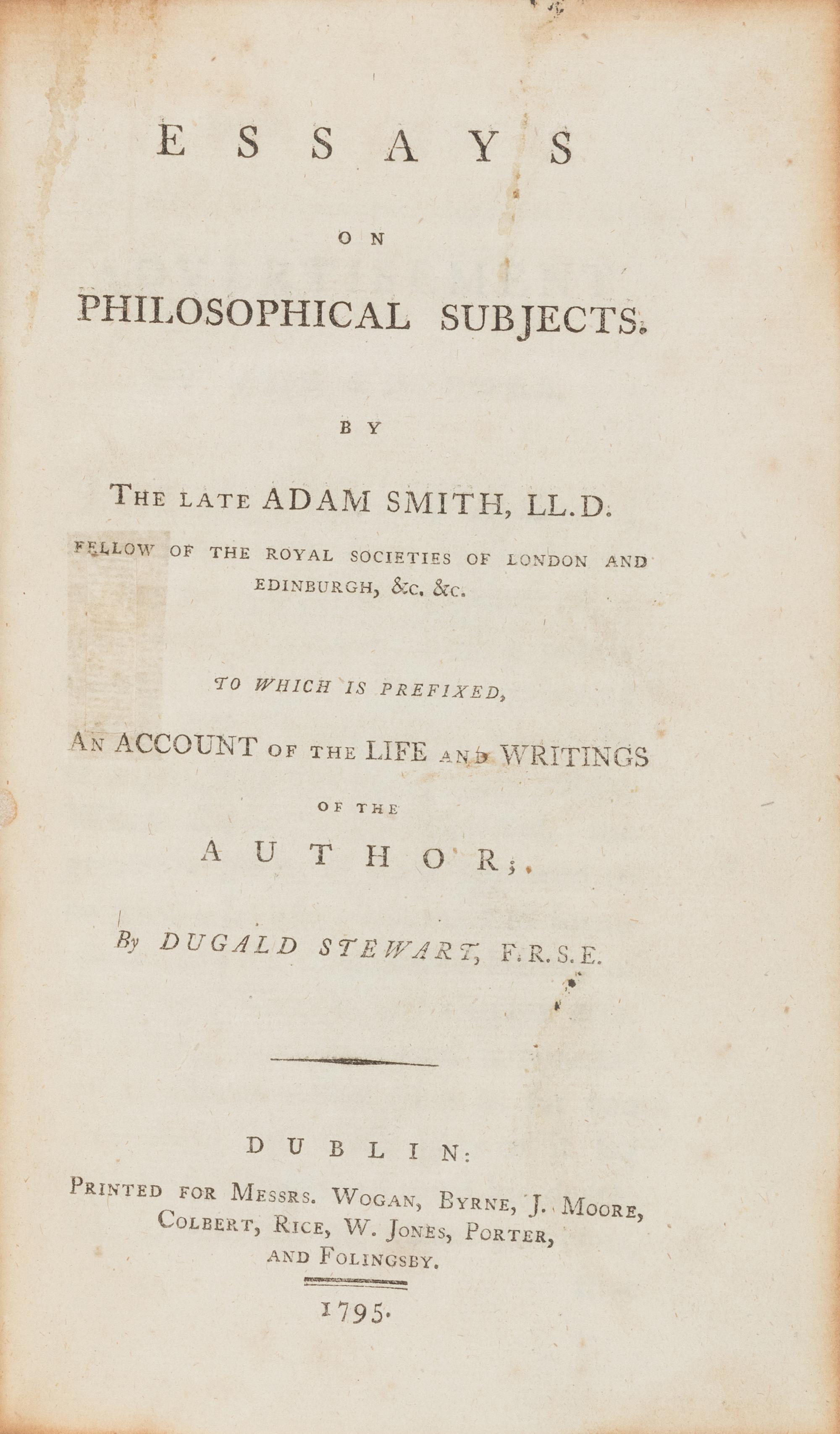 [Philosophy] Smith, Adam Essays on Philosophical Subjects