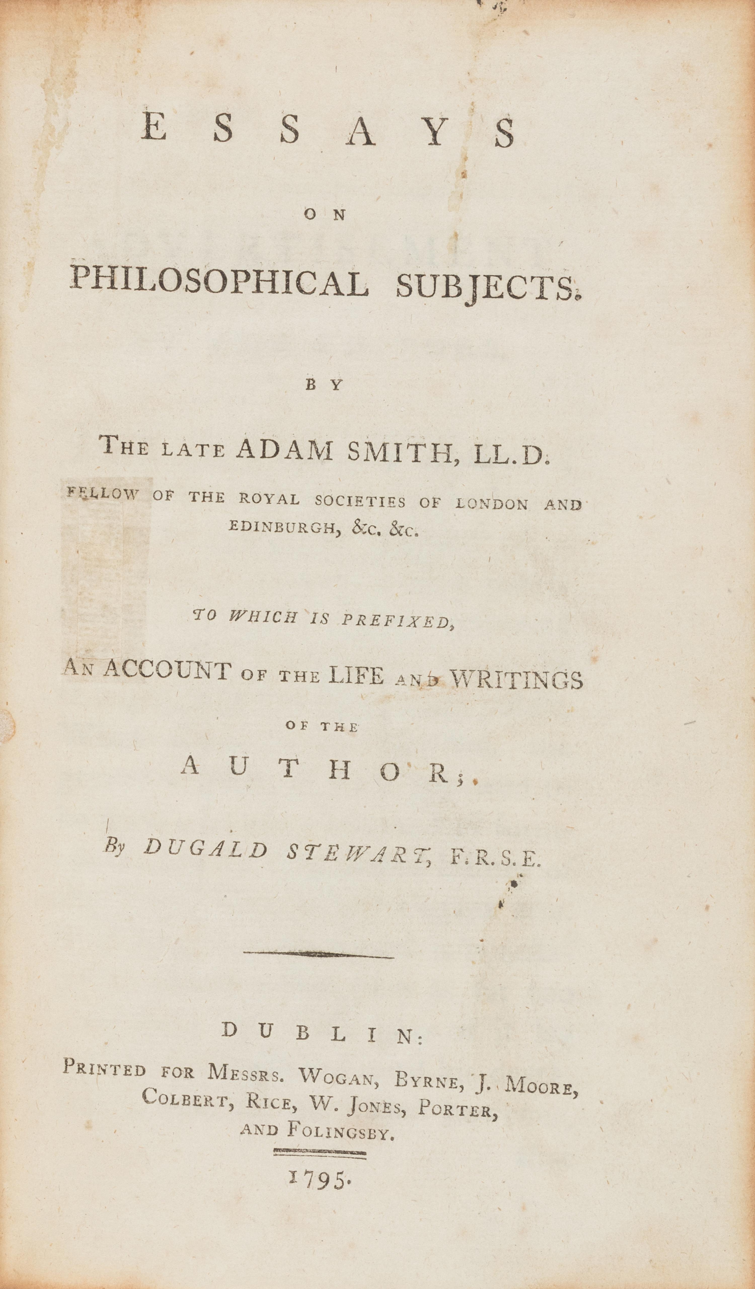 [Philosophy] Smith, Adam Essays on Philosophical Subjects