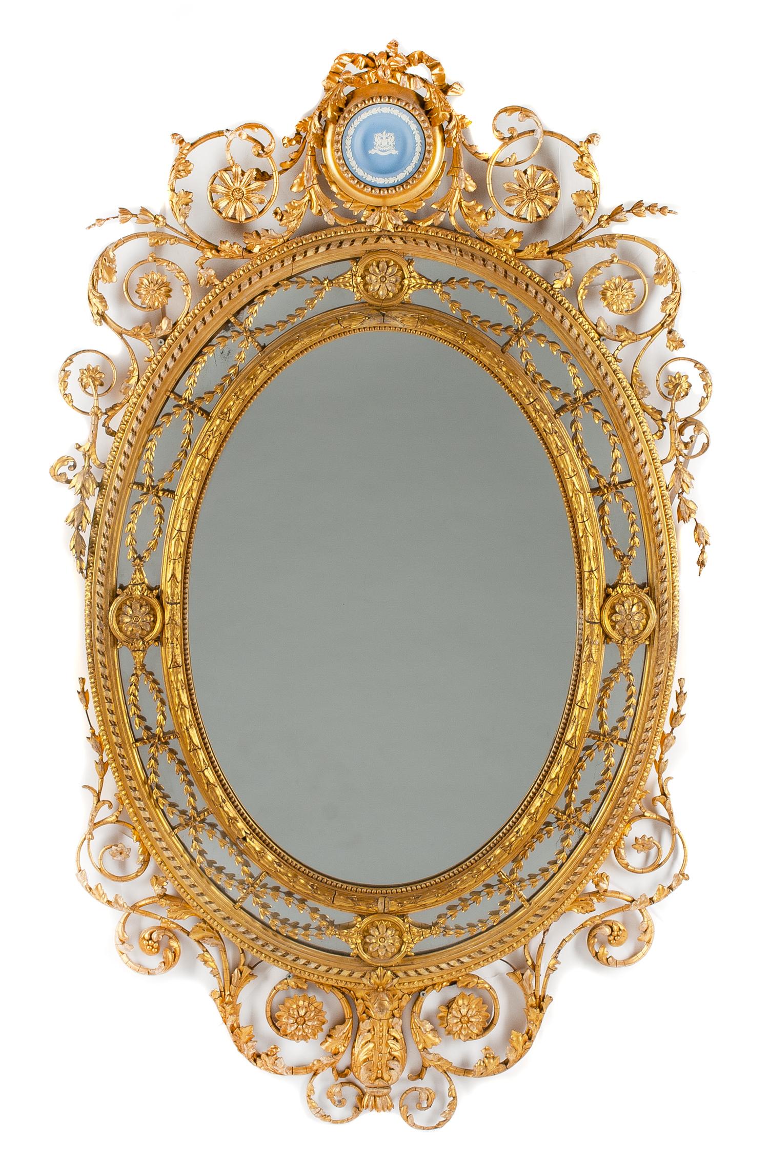 A Louis XVI Style Giltwood Mirror Height 59 x width 36 inches. — 19TH CENTURY